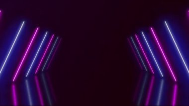 Neon ışıkları fütüristik, renkli, dikişsiz, neon ışık çizgisi teknolojisi arka planında parlıyor.