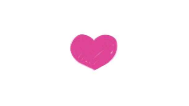 Animación Del Corazón Dibujado Mano Latidos Del Corazón Pintado — Vídeos de Stock