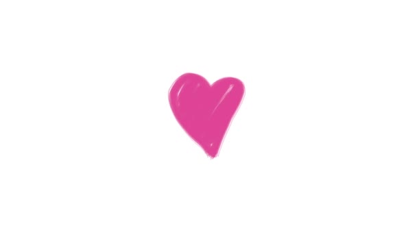 Анімація Намальованого Серця Розфарбовані Серця Ються — стокове відео