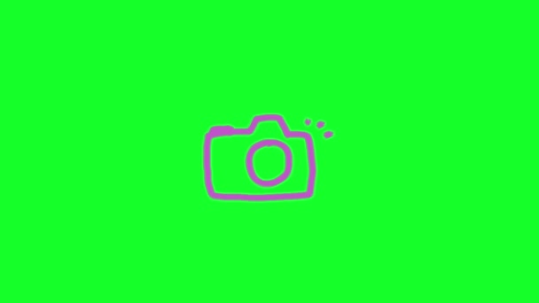 Анімований Фіолетовий Символ Камери Піктограма Рукописного Письма Векторні Ілюстрації Ізольовані — стокове відео