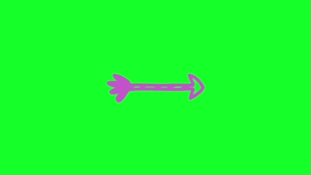 Símbolo Púrpura Animado Una Flecha Icono Garabato Dibujado Mano Ilustración — Vídeos de Stock