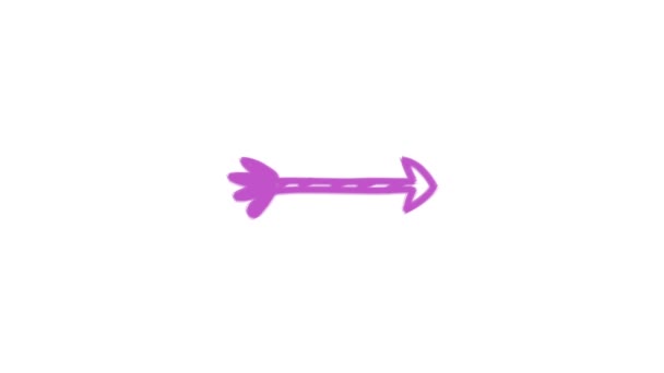 有生命的紫色箭头符号 手绘笔迹图标 在白屏背景上孤立的矢量插图 — 图库视频影像