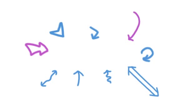Conjunto Flechas Doodle Desenhadas Mão Animadas Seta Esboço Feito Mão — Vídeo de Stock