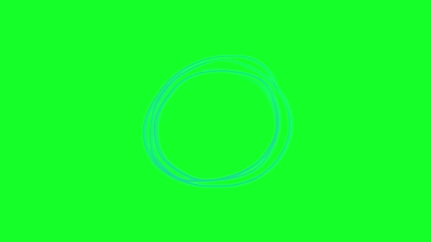 手書きのドアフレーム スクリブル テキストを強調するための要素 緑の背景にアルファチャンネルを持つアニメーションブルーのデザイン要素 ループモーショングラフィックス — ストック動画