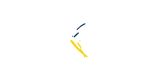 ロゴのための粘性ラインアニメーション ミニマリストロゴアニメーション 黄色と青 アニメ — ストック動画