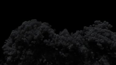 3D özel efekt, büyük bir alevin duman sütunu yavaşça yükseliyor. Alfa kanallı kalın duman. Patlama sahnesi