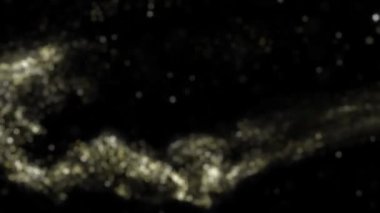 Soyut hareket arka planı altın parçacıkları parlıyor. Bokeh 'le parıldayan parçacıklar. Popüler, modern, noel, yeni yıl, bayram, düğün geçmişi. Kusursuz 4K döngü video canlandırması.