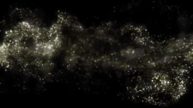 Soyut hareket arka planı altın parçacıkları parlıyor. Bokeh 'le parıldayan parçacıklar. Popüler, modern, noel, yeni yıl, bayram, düğün geçmişi. Kusursuz 4K döngü video canlandırması.