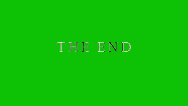 End Cinematic Trailer Titel End Silver Text Green Screen Background — Stockvideo