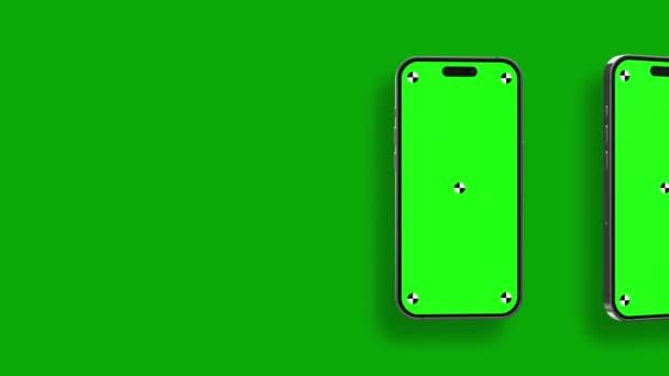 Чистый Зеленый Экран Смартфона Индикаторами Прилетает Вращением Рамку Лума Мат — стоковое видео