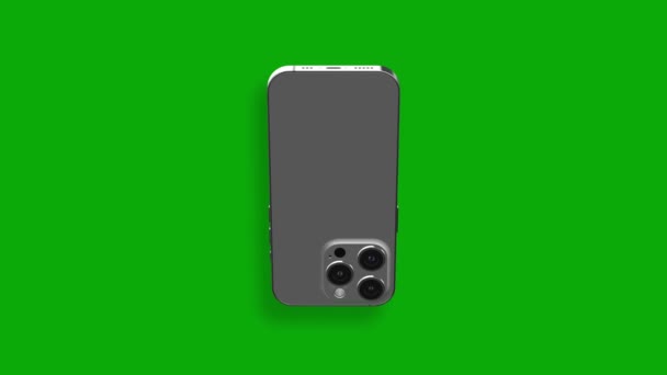 Smartphone Blank Green Screen Indicators Flies Rotates Frame Luma Matte — Stock Video