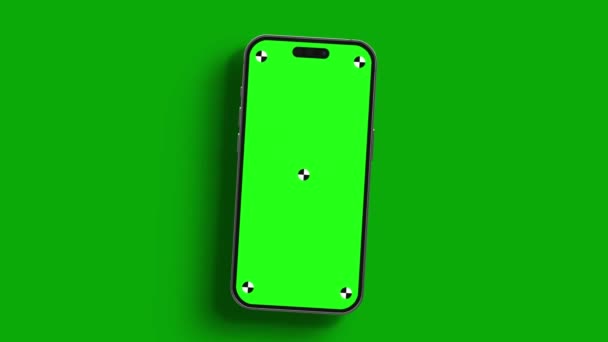 Чистый Зеленый Экран Смартфона Индикаторами Прилетает Вращением Рамку Лума Мат — стоковое видео