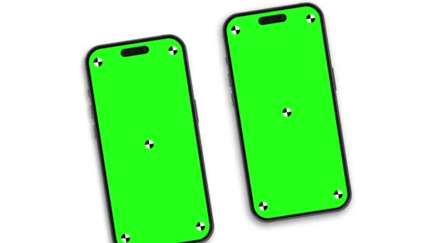 Prázdná Zelená Obrazovka Smartphonu Indikátory Letí Dovnitř Otáčí Rámu Luma — Stock video