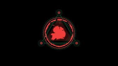 HUD daire arayüzleri. İleri teknoloji fütüristik ekran. Mavi hologram düğmesi. Dijital veri ağı koruması, geleceğin teknoloji ağı konsepti FHD. Modern siber alan yeniliği.