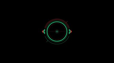 HUD daire arayüzleri. İleri teknoloji fütüristik ekran. Mavi hologram düğmesi. Dijital veri ağı koruması, geleceğin teknoloji ağı konsepti FHD. Modern siber alan yeniliği.