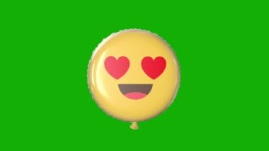 Emoji Kabarcık yeşil ekran, doğum günü, düğün, özel durumlar için, Pürüzsüz döngü 4k video, 3D animasyon, Ultra Yüksek Tanımlama, Yeşil Ekran arka planında 4k video