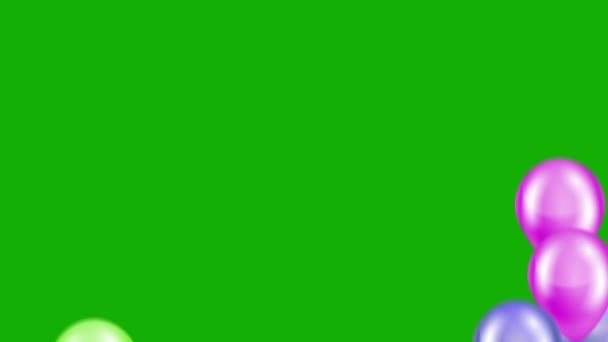 Красочные Воздушные Шары Рамка Анимации Зеленом Экране Рифмованная Анимация Воздушных — стоковое видео