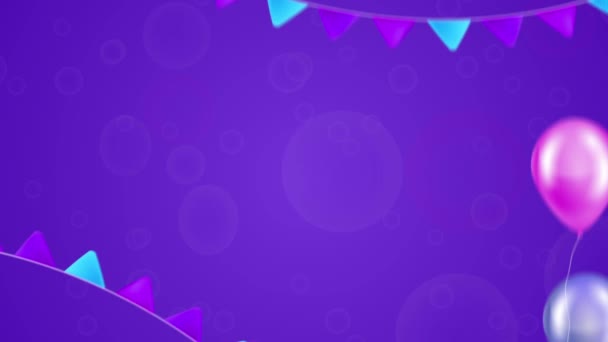 Transition Ballon Coloré Sur Fond Violet Ballon Coloré Drapeaux Rubans — Video