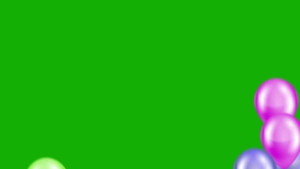 Palloncini Colorati Incorniciano Animazione Uno Schermo Verde Animazione Realistica Del — Video Stock