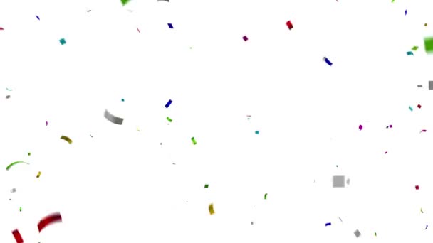 Barevné Confetti Falling White Screen Pozadí Animace Oslavte Svátky Snadno — Stock video