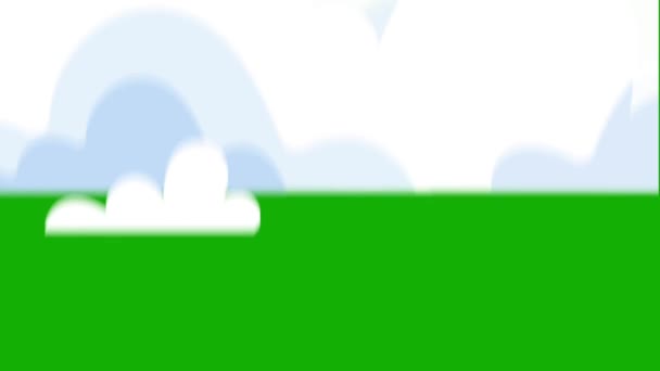 Cartoon Cloud Transition Animation Auf Einem Grünen Bildschirm Cartoon Cloud — Stockvideo
