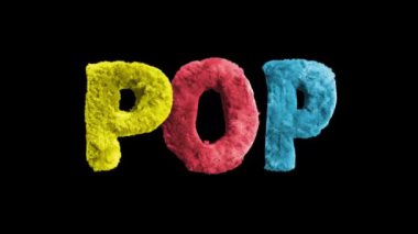 Renkli metin POP, 3D animasyon yazı tipi, kabarık doku, alfa matte ile.