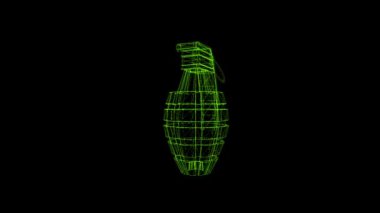 3D fütüristik bilim kurgu askeri el bombası telgrafı. 4k animasyon