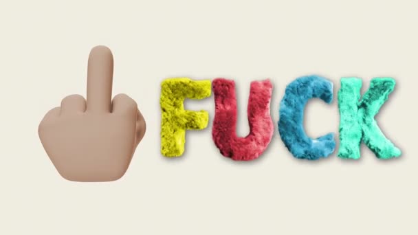 Colorful Text Fuck Animated Font Fluffy Texture Alpha Matte — Vídeos de Stock