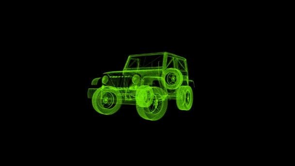 Hud Futurista Ciencia Ficción Militar Jeep Wireframe Animación — Vídeos de Stock