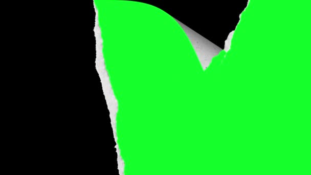 Roztrhané Efekty Přechodu Papíru Zeleným Pozadím Obrazovky — Stock video