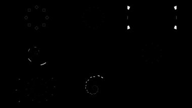 Animasyon doğum günü ikonları. Siyah arkaplanda beyaz animasyon simgeleri. Canlandırılmış simgeleri kutla.