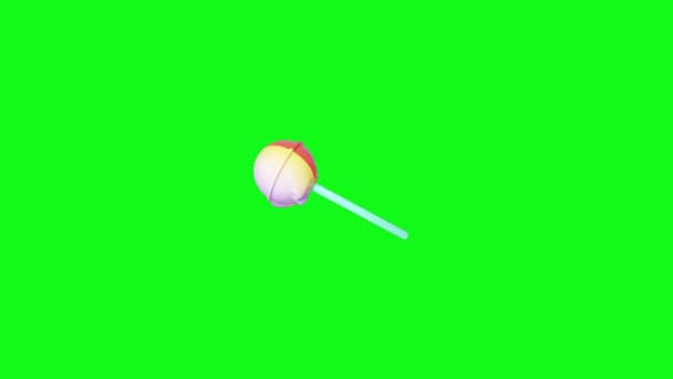 Looped Isolated Cartoon Pink Lollipop Green Screen Background — Stock Video