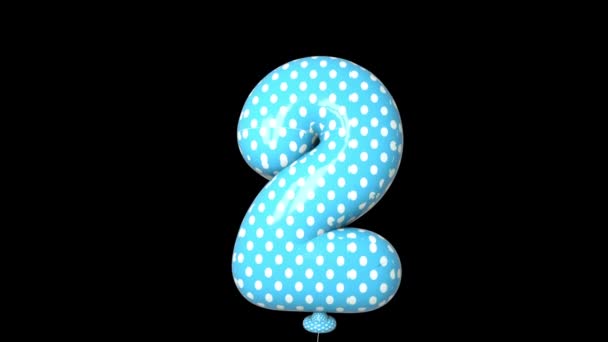 Nummer Två Födelsedag Och Jubileum Firande Helium Ballong Med Svart — Stockvideo