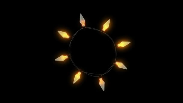 Лампочка Світиться Анімованими Єктами Чорному Екрані Chroma Key Ілюстрація Рендеринга — стокове відео