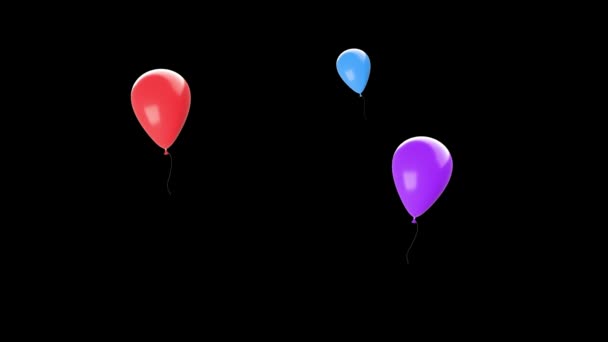 Loopas Pastell Ballonger Och Ram Svart Skärm Bakgrund Animation — Stockvideo