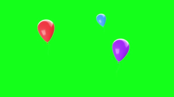 绿色屏幕背景动画中的3D彩绘气球和框 — 图库视频影像