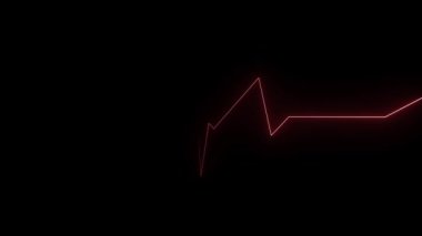 Siyah izole edilmiş arka planda neon kalp atışı. 4k