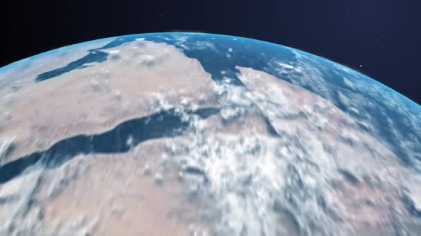Animation Der Erde Aus Dem All Die Sich Auf Satellitenbild — Stockvideo