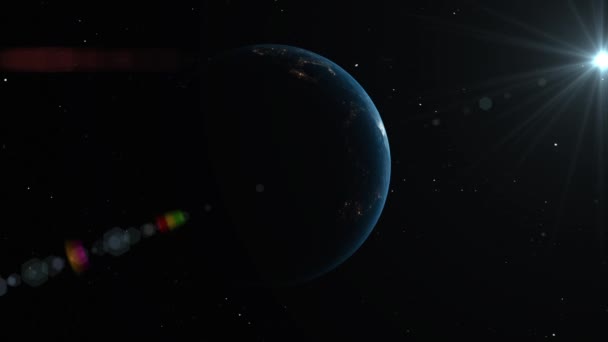 Animace Země Viděné Vesmíru Koule Rotující Satelitním Snímku Tmavém Pozadí — Stock video