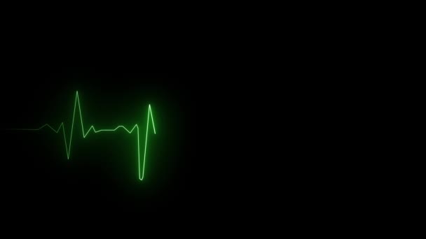 Neon Heartbeat Black Isolated Background — Stock Video