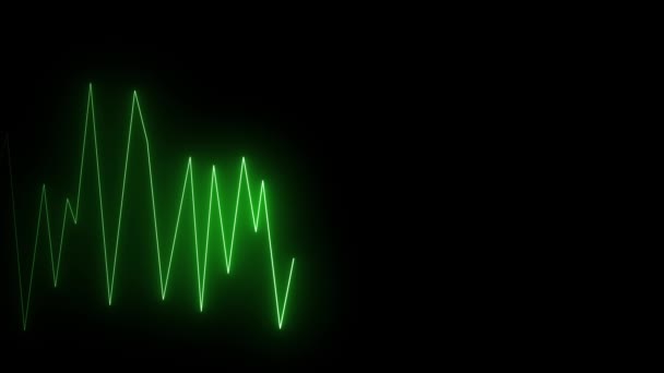 Neon Herzschlag Auf Schwarzem Hintergrund Isoliert — Stockvideo