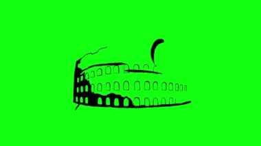 Roma, İtalya, Colosseum Monokrom Kentsel Şehir Vektörü Artprint