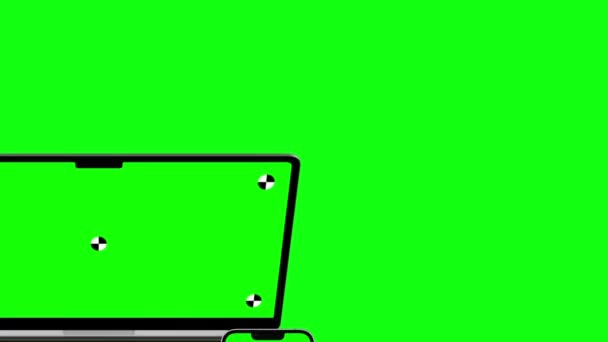 笔记本电脑 平板电脑 电脑主机 视频动画 4K具有绿色屏幕和背景的数字设备 — 图库视频影像