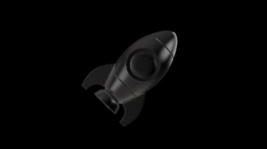 Alpha Matte ile birlikte 3D Roket Simgesi Döngü Modülleri. Siyah Arkaplanda Kırmızı-Yeşil Seçim