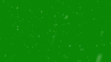 Yeşil Arkaplan 'a Düşen Kar Kaplaması. Chroma Key ile Kış Animasyonu. 4K Çözünürlüğü.