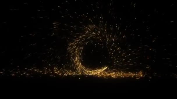 4Kブラック背景に火花粒子の特殊効果 金属摩擦 電気溶接 および壊れたワイヤから火花 Spark Black Ultra Uhd — ストック動画