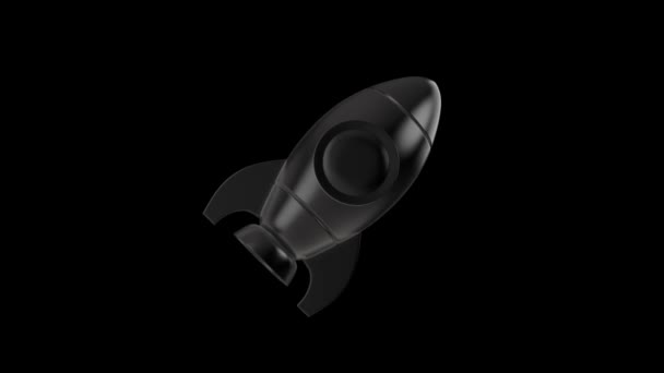 动画3D火箭图标环路模块与阿尔法马特 黑色背景下的红绿选择 — 图库视频影像