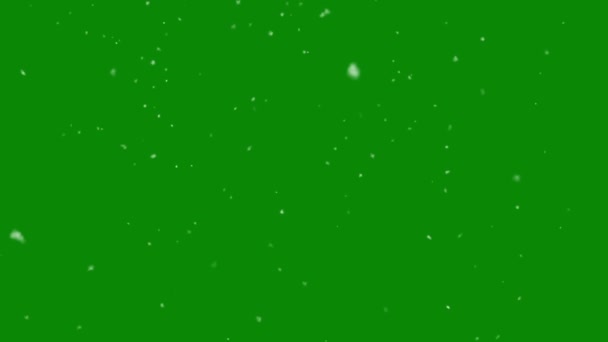 緑の背景に雪のオーバーレイ クロマキーで冬のアニメーション 4K解像度 — ストック動画
