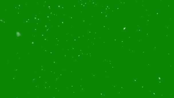 Fallande Snööverdrag Grön Bakgrund Vinteranimation Med Chroma Key Upplösning — Stockvideo