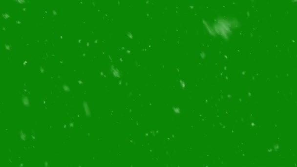 Spadająca Pokrywa Śnieżna Zielonym Tle Zimowa Animacja Kluczem Chroma Rozdzielczość — Wideo stockowe